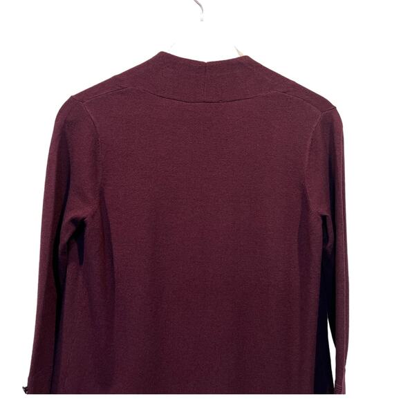 Evolution By Cyrus Sweater Myna Fine Knit Open Cardigan Burgundy Red Size Small - Picture 6 of 11